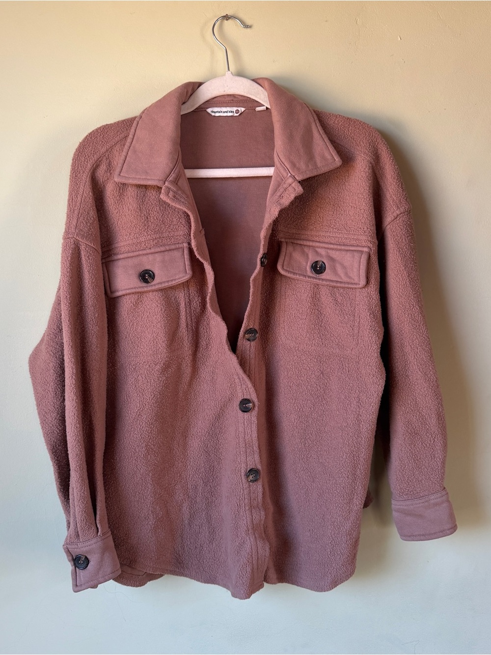 Women's Dusty Rose Button-Up Fleece Shacket